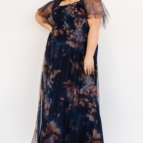 Baltic Born Cassandra Tulle Maxi Dress | Dark Blue Floral Size SS - Picture 4 of 5